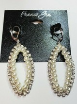 Franco Gia Silver Plated Earrings Special Occasion C Z&#39;s Marquise Pearls #28 - $22.24