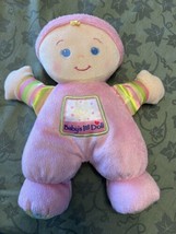Fisher Price Mattel Pink Baby&#39;s First Doll Stuffed Plush Rattle Lovey 2008 10&quot; - £7.06 GBP