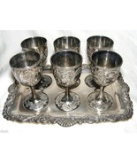 Vintage Silverplate 6 Cordials With Tray 1950&#39;s Japan - €51,06 EUR