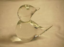 Whimsical Duck Bird Clear Crystal Art Glass Animal Figurine Paperweight - $16.82