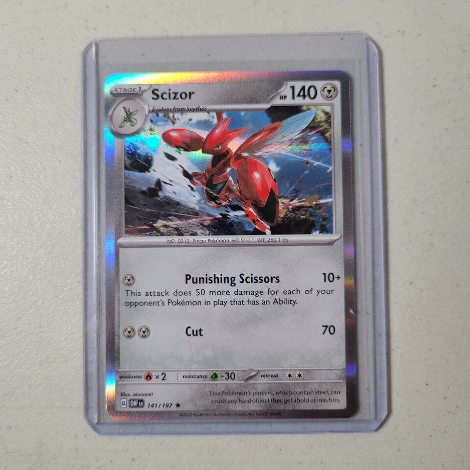 Scizor 141/197 Holo Rare Scarlet & Violet Obsidian Flames Pokemon Card 2023 NM/M - $3.06