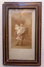 Victorian Children With Doll ✱ Beautiful Vintage Original Photo In Is Old Frame - £42.76 GBP