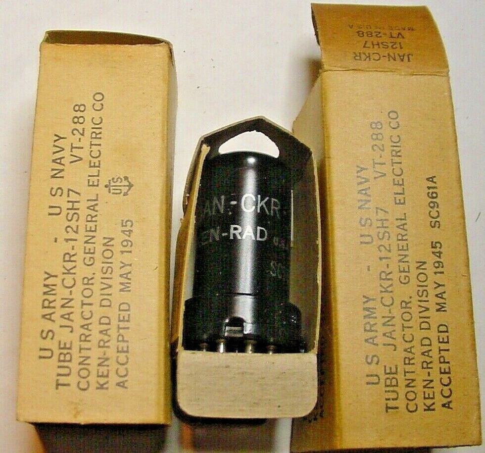 2 NOS GE Ken-Rad JAN-CKR-12SH7 VT-288 Perl Emb.Tube Tested TV10B Gm= 215... - $7.87