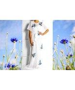 $3,700 OSCAR DE LA RENTA GOURGEOUS WHITE BLUE EMBROID FLOWER CAFTAN ONE SIZE - £778.71 GBP