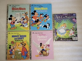Lot of 5 Walt Disney Golden Book Alice in Wonderland Mother Goose Mickey Mouse - £6.15 GBP
