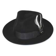 Men Bruno Capelo Hat Australian Wool Fedora Teardrop Crown Fabio FB220 Black image 3