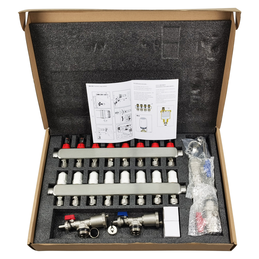 8-Branch PEX Radiant Floor Heating Manifold Set w/ Flow Meters Stainless Steel  Item image 10