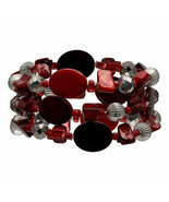 Mixit Color Women&#39;s Stretch Bracelet 3 Red Stone Bracelets Silver Tone New - £14.38 GBP