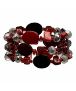 Mixit Color Women&#39;s Stretch Bracelet 3 Red Stone Bracelets Silver Tone New - $18.37