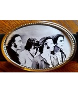Beatles Epoxy Photo Belt Buckle &amp; 1 1&#39;2&quot; Black Bonded Leather Belt - £18.84 GBP