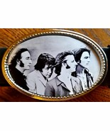 Beatles Epoxy Photo Belt Buckle &amp; 1 1&#39;2&quot; Black Bonded Leather Belt - $23.95