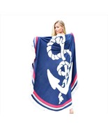 Blue Anchor Beach Towel 60&quot; Round Polyester Spandex Fringed Edge Nautica... - £21.11 GBP
