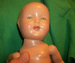 Old Composition Sawdust Baby Doll Open Mouth Sleepy Eye Real Teeth 12&quot; Tlc Toy - £63.78 GBP