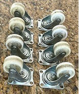 8 Vintage White 1 7/8&quot; Single Plastic Wheel Swivel Plate Trolly Casters  - $799.42 MXN
