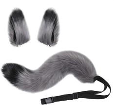 Furry Fox Tail Cat Clip Ears Set Faux Fur Fox Tail Cosplay Costume Hallo... - £28.59 GBP