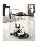 Allen Black Chrome 2-Tier Glass Shelf Bar Cart - $2,969.97 MXN