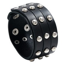 ZORCVENS New Fashion Genuine Leather Male Cuff Bangles Punk Vintage Three Layers - £11.41 GBP