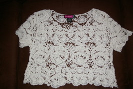 Say What Crochet Mesh Open Weave Summer Sweater Crop Top Juniors Size M - £7.87 GBP