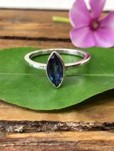 Natural Blue Sapphire Marquise Cut Faceted Gemstone Sterling Silver Women Ring  - £43.50 GBP