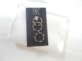 Inc Gold-Tone 3-Pc Set Simulated Pearl & Crystal Stacking size 12 Rings L820 - £13.00 GBP