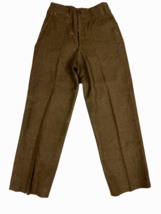 VTG  WW2 Army Military Pants Wool Trousers Olive Green Button Fly 29x31 ... - $84.98