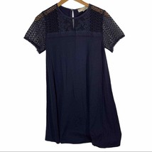 Loft navy shirt sleeve crochet top jersey dress XS - £22.10 GBP