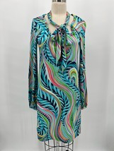 Lilly Pulitzer Long Sleeve Shift Dress Sz S Blue Psychedelic Print Silk/... - £38.71 GBP