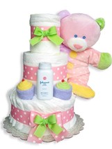 Baby Dimples Pink 3 or 4 Tiers Diaper Cake - £91.92 GBP