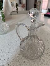 Vintage Crystal Clear Cut Glass Cruet With Stopper Oil Vinegar - $339.10 MXN