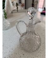Vintage Crystal Clear Cut Glass Cruet With Stopper Oil Vinegar - $18.80
