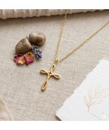 18k Gold Plated Stainless Steel Cross Pendant Necklace - $20.99