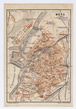 1911 Antique Map Of Metz Lorraine Lothringen / France Germany - £16.94 GBP