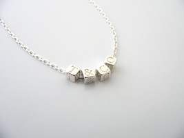 Tiffany &amp; Co Silver ERA T &amp; Co Cube Necklace Pendant Charm 18 Inch Chain Mint - £293.79 GBP