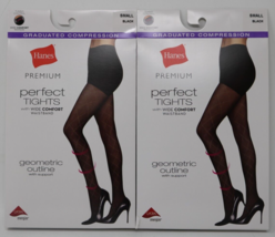 Hanes Premium Perfect Tights Wide Comfort Waistband Black Small Lot of 2 - $20.31 CAD