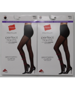 Hanes Premium Perfect Tights Wide Comfort Waistband Black Small Lot of 2 - £11.71 GBP