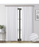 White Linen Blackout Curtains For Bedroom 84 Inch Length 2 Panels Set Ba... - $39.96