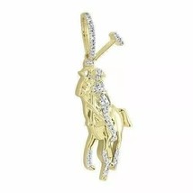 1Ct Round Cut Lab Created Polo Men&#39;s Horse Pendant Charm 14k Yellow Gold Plated - £149.29 GBP