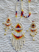Native American Necklace and Earrings with Dentalium Shells - £253.34 GBP