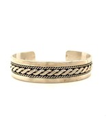 Vtg Sterling Signed by Ron Yazzie Navajo Solid Twist Rope Accent Cuff Br... - €193,44 EUR