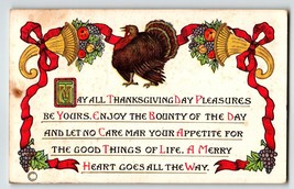 Thanksgiving Day Pleasures Postcard Turkey Grapes HM Rose TRG Embossed 1911 - £8.22 GBP