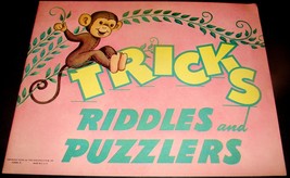 1950 Antique Childrens Book Tricks Riddles Puzzlers Coloring Saalfield Akron Oh - £13.46 GBP
