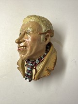 Vtg Chalk Ware Head Figure Hand Painted Wall Art Hanger Chalkware - £14.99 GBP