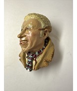 Vtg Chalk Ware Head Figure Hand Painted Wall Art Hanger Chalkware - £14.58 GBP