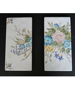 Pair of vintage Elios hand painted Italian porcelain tile trivets floral... - $27.66 CAD