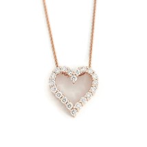 Open Diamond Heart Pendant Necklace 14K Pink Rose Gold .58 CTW - £1,096.05 GBP