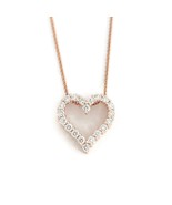 Open Diamond Heart Pendant Necklace 14K Pink Rose Gold .58 CTW - £1,111.81 GBP