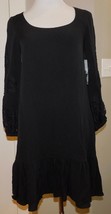 RARE!! Valentino Sz IT40 Silk Crepe Dress Black Long Lace Sleeve Scoop Neck NEW - £129.11 GBP