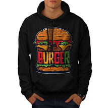 Wellcoda Cheese Burger Mens Hoodie, Food Art Casual Hooded Sweatshirt - £25.41 GBP+