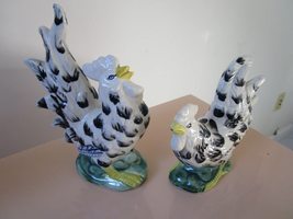 Rooster and Hen Sculpture Majolica Made in Italy [93] - £72.82 GBP