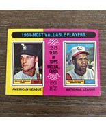 1975 Topps Baseball #199 Most Valuable Players 1961 - Roger Maris Frank ... - £1.96 GBP
